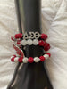 Delta Sigma Theta Beaded Bling Elastic Charm Bracelet Set