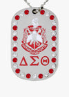 Delta Sigma Theta Double Sided Bling Rhinestone Dog Tag Necklace