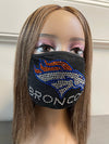 Denver Broncos Bling Rhinestone Face Mask Front Logo Clear Letters