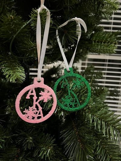 Alpha Kappa Alpha Bling Glitter Christmas Ornaments
