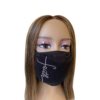 FAITH Side Cross Bling Face Mask Clear
