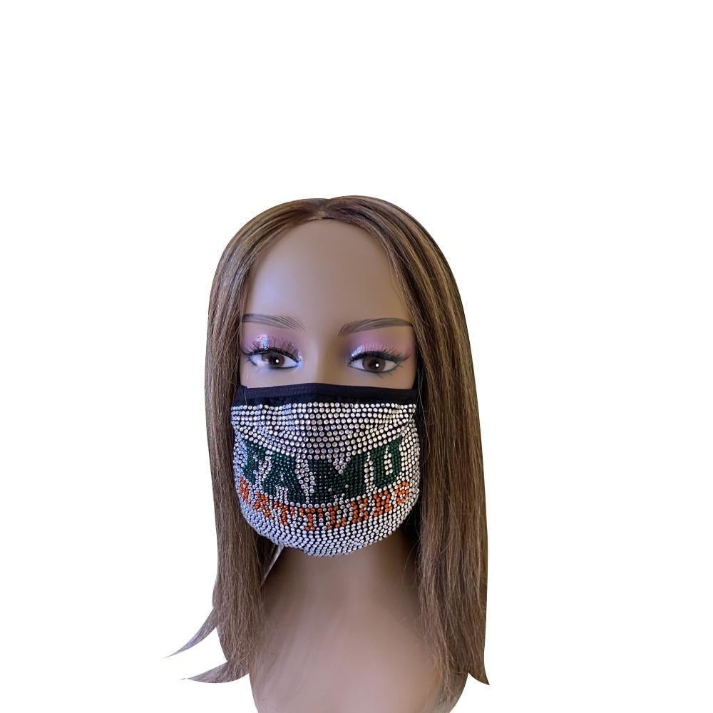 FAMU Florida A & M Rhinestone Bling Face Mask