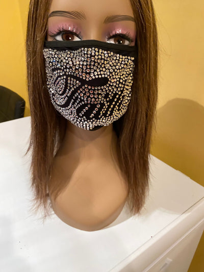 Faith Crystal Color Full Rhinestone Face Mask