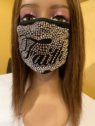 Faith Crystal Color Full Rhinestone Face Mask