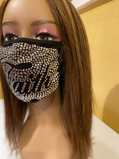 Faith Crystal Color Full Rhinestone Face Mask