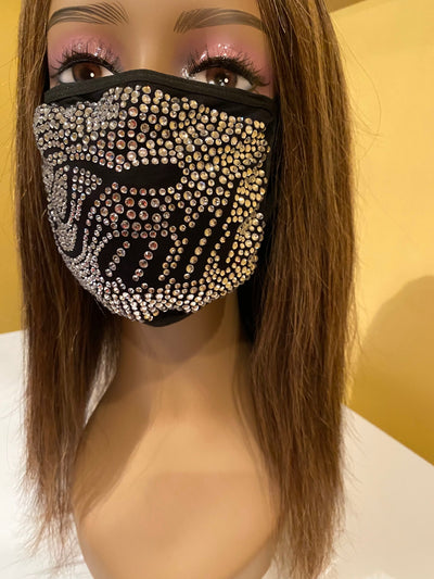 Faith Crystal Color Full Rhinestone Face Mask