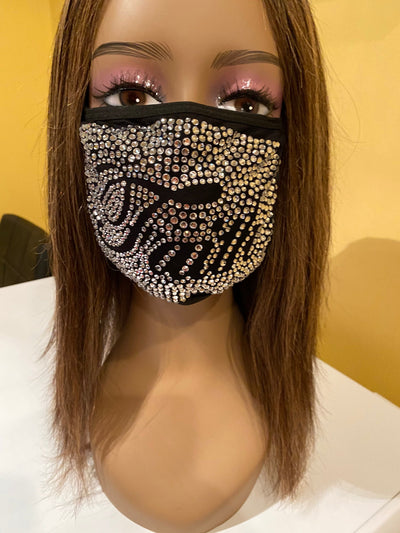 Faith Crystal Color Full Rhinestone Face Mask