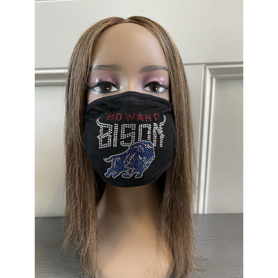 Howard University Bison Rhinestone Bling Rhinestone Face Mask