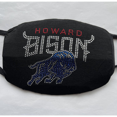 Howard University Bison Rhinestone Bling Rhinestone Face Mask