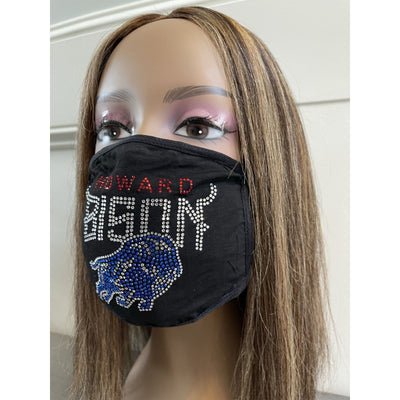 Howard University Bison Rhinestone Bling Rhinestone Face Mask