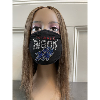 Howard University Bison Rhinestone Bling Rhinestone Face Mask