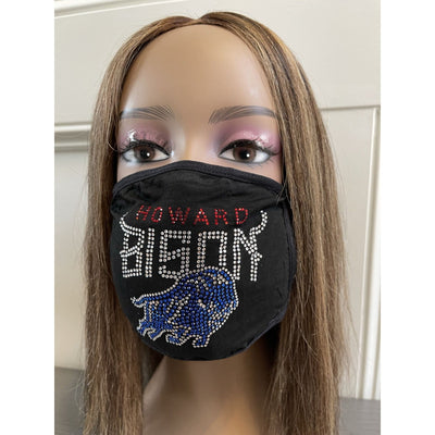 Howard University Bison Rhinestone Bling Rhinestone Face Mask