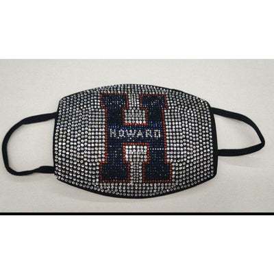 Howard University Rhinestone Bling Face Mask Blue