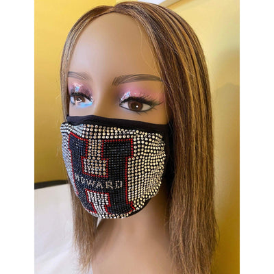 Howard University Rhinestone Bling Face Mask Blue