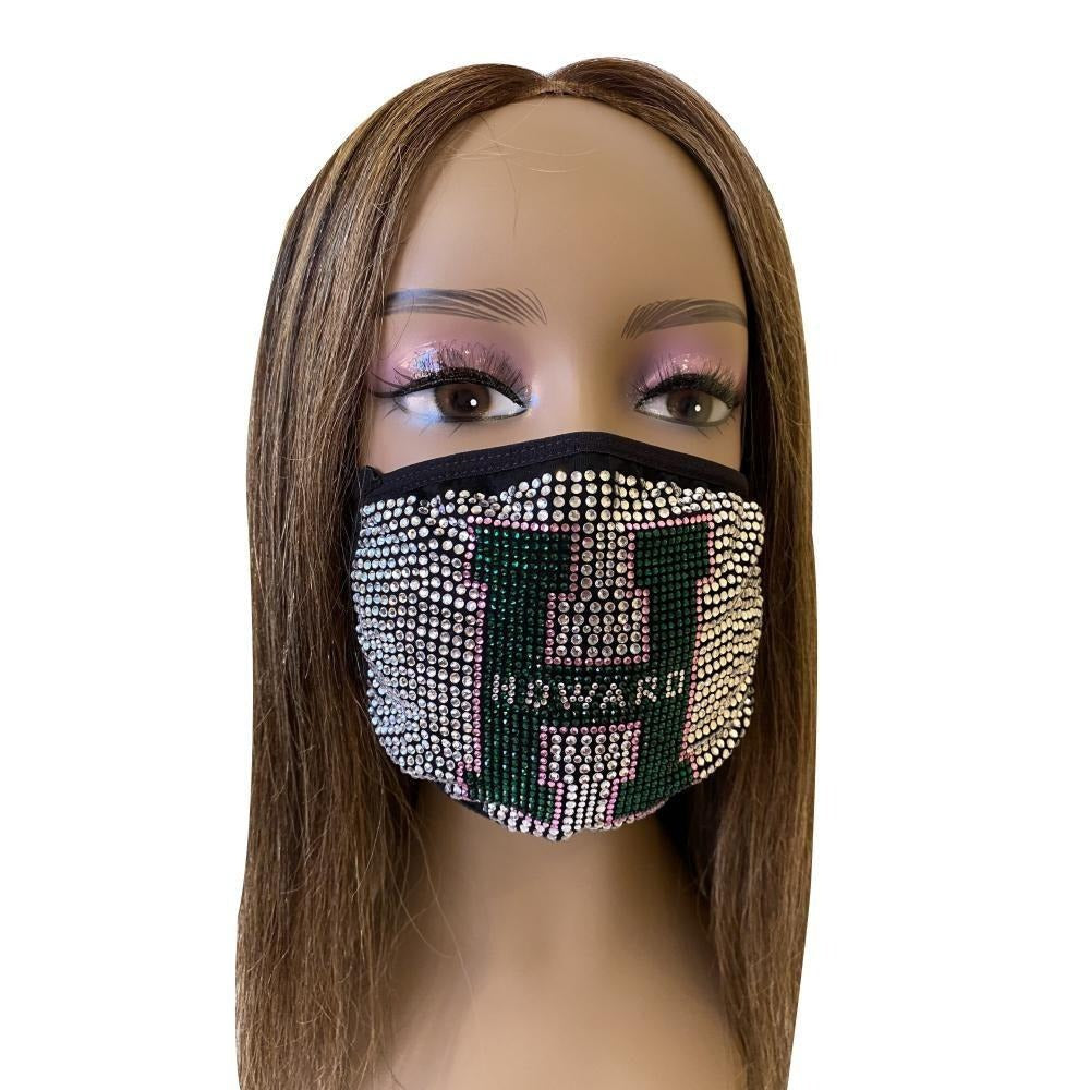 Howard University Rhinestone Bling Face Mask Pink