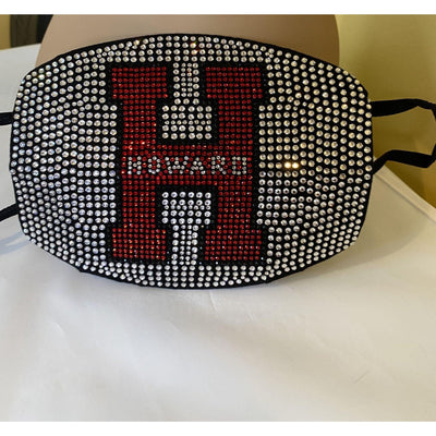 Howard University Rhinestone Bling Face Mask Red
