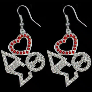 Delta Sigma Theta Crystal Heart Earrings
