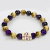 Omega Psi Phi Natural Stone Bead Bracelet Purple and Gold