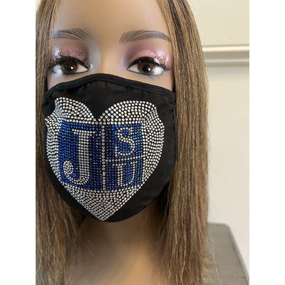 Jackson State University Bling Face Mask Heart