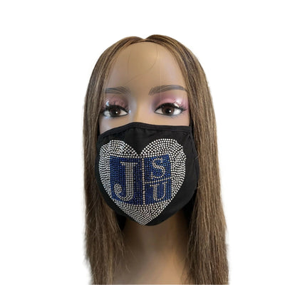Jackson State University Bling Face Mask Heart