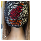 Miami Heat Rhinestone Bling Face Mask Washable