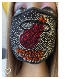 Miami Heat Rhinestone Bling Face Mask Washable