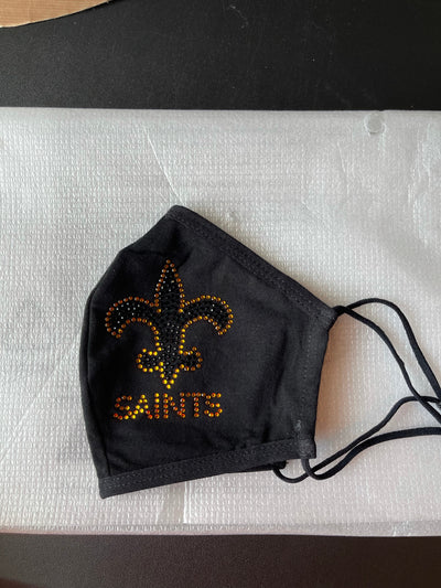 New Orleans Saints Bling Face Mask Black and Gold