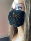 New Orleans Saints Bling Face Mask Black and Gold