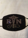Nurse Caduceus with AB Crystals Bling Face Mask