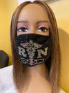 Nurse Caduceus with AB Crystals Bling Face Mask