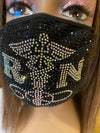 Nurse Caduceus with AB Crystals Bling Face Mask