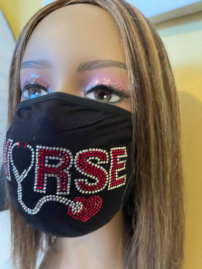 Nurse Heart Bling Face Mask
