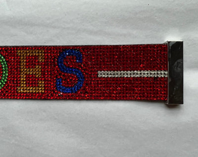OES Eastern Star Austrian Crystal Cuff Bracelet Red