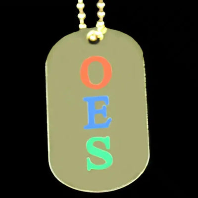 OES Eastern Star Double Side Dog Tag Necklace Gold