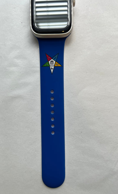 OES Eastern Star Silicone Watch Band for Apple Watch Size 38/40/41 MM Blue