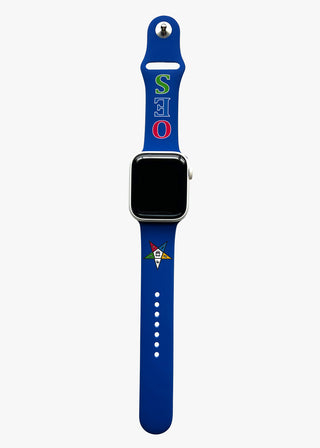 OES Eastern Star Silicone Watch Band for Apple Watch Size 42/44/45 MM Blue