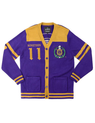 Omega Psi Phi Cardigan Sweater Purple