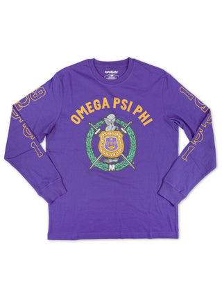 Omega Psi Phi Long Sleeve Tee Purple Large Shield