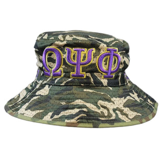 Omega Psi Phi Embroidered Bucket Hat Camouflage