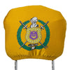Omega Psi Phi ΩΨΦ Shield With Greek Letters Car Seat Headrest Cover Gold Set of 2