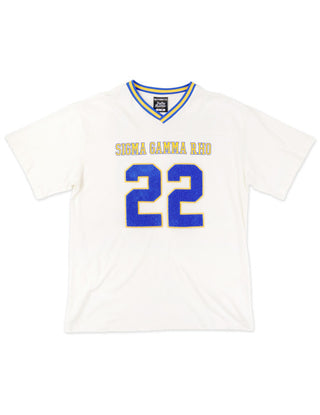 Sigma Gamma Rho ΣΓΡ Oversize Chenille Football Jersey Ivory