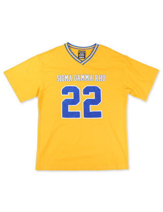 Sigma Gamma Rho ΣΓΡ Oversize Chenille Football Jersey Gold