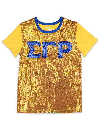 Sigma Gamma Rho ΣΓΡ  Full Sequin Tee Gold