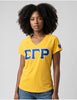 Sigma Gamma Rho V Neck Glitter Tee Gold