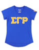 Sigma Gamma Rho V Neck Glitter Tee Blue