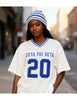 Zeta Phi Beta Oversize Chenille Football Jersey Ivory