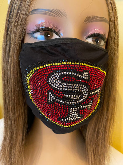 San Francisco 49ers Bling Face Mask Front Logo