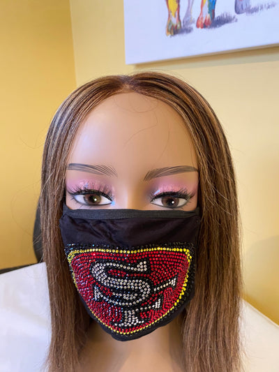 San Francisco 49ers Bling Face Mask Front Logo