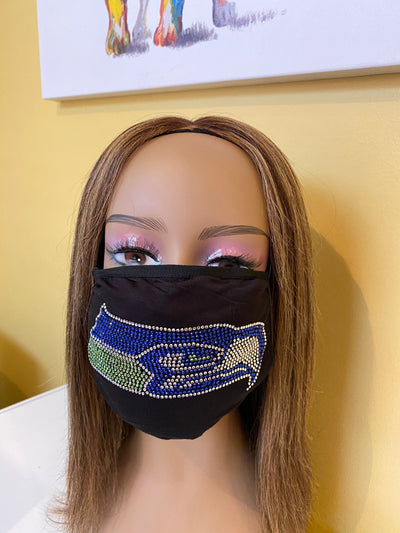 Seattle Seahawks Bling Face Mask Front Logo