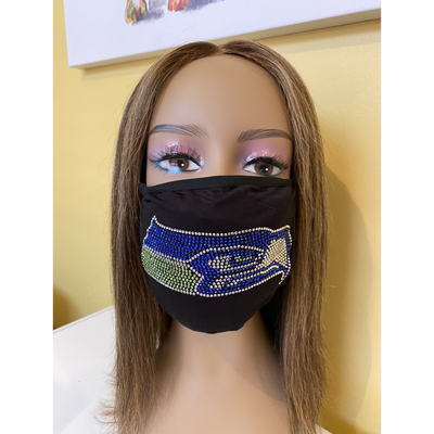 Seattle Seahawks Bling Face Mask Front Logo